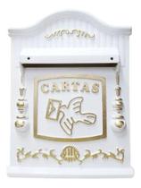 Caixa de Correio PVC Colonial 26P Branca e Dourada para Grade ou Embutir Real Caixa de Correio PVC Colonial 26P Branca e Dourada para Grade ou Embutir Real