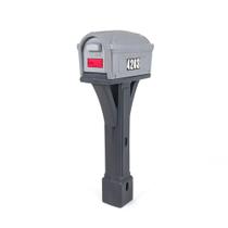 Caixa de correio Simplay3 Classic de plástico com suporte de poste cinza claro