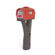 Caixa de correio Simplay3 Rustic Red Barn Plastic com suporte de poste