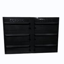 Caixa De Correios 6 Módulos Preta Tamanho 15x50x36cm Aço Preto Caixa De Correios 6 Módulos Preta Tamanho 15x50x36cm Aço Preto