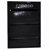 Caixa De Correios Cinza 3 Módulos Tamanho 15x25x36cm Aço Preto Caixa De Correios Cinza 3 Módulos Tamanho 15x25x36cm Aço Preto