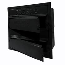 Caixa de Correios Condomínio Preta 2 Módulos 15x28x28cm Aço