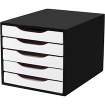 Caixa de Correspondência Madeira Arquivo 5 Gavetas PRETO/BRANCO