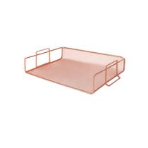 Caixa de Correspondência Organizador de Mesa Bandeja Metal Empilhável Rose Gold