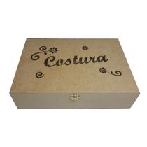 Caixa de Costura com 8 Divisorias 7 Apoiador de Linha com Fecho 30x20x8 Mdf Madeira