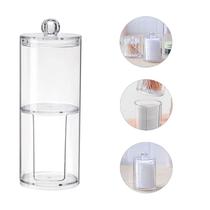 Caixa de cotonete de algodão circular de acrilico acrílico caixa de armazenamento de cotonete de algodão combinação empi