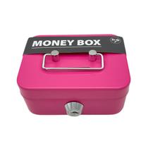 Caixa de dinheiro Creative Pink Portable Metal para armazenamento de moedas com chave