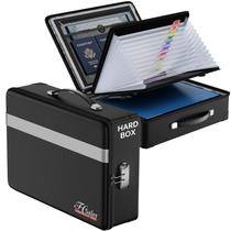 Caixa de documentos à prova de fogo JHSafer com fechadura e organizador de arquivos preta