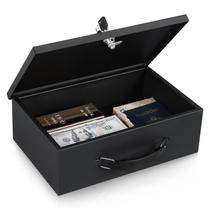 Caixa de documentos à prova de fogo KYODOLED com chave de bloqueio 32x21x11cm preta