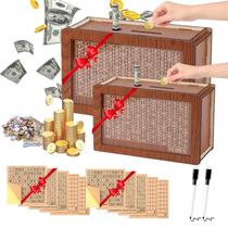 Caixa de economia de dinheiro MoliDow Wooden Coin Bank com meta de 10 mil Caixa de economia de dinheiro MoliDow Wooden Coin Bank com meta de 10 mil