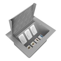 Caixa de embutir 3 tomada 2 rj45 1 usb 1 hdmi - cinza Caixa de embutir 3 tomada 2 rj45 1 usb 1 hdmi - cinza
