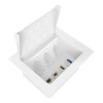 Caixa de embutir 3 tomada 3 rj45 1 usb charger - branca