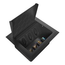 Caixa de embutir 3 tomada 3 rj45 1 usb charger - preto