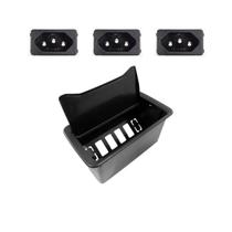 Caixa De Embutir Em Mesa Móveis New 6 Slim Com 3 Tomadas 10/20a Preta