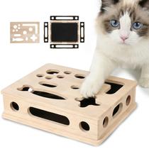 Caixa de Enriquecimento com Quebra-Cabeça e Arranhador para Gatos em Madeira Maciça MB MBEAU Caixa de Enriquecimento com Quebra-Cabeça e Arranhador para Gatos em Madeira Maciça MB MBEAU