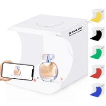 Caixa de estúdio fotográfica PULUZ mini portátil de 20 cm com luz LED e 6 cenários Caixa de estúdio fotográfica PULUZ mini portátil de 20 cm com luz LED e 6 cenários