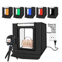 Caixa De Estúdio Fotográfico LED De 40cm, Tenda De Luz Para Mesa, Kit Softbox Com 6 Fundos Coloridos