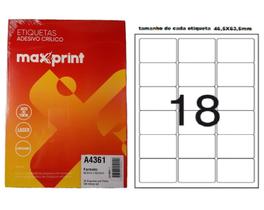 Caixa de Etiquetas A4361 Com 200 Folhas 18 etiq/folha Maxprint