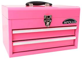 Caixa de ferramentas Apollo Tools Steel 35cm com 2 gavetas rosa DT5010P