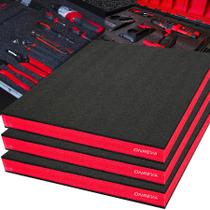 Caixa de ferramentas Foam ONREVA, pacote com 3, 56x46x4cm, polietileno vermelho com preto