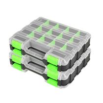 Caixa de ferramentas Jack Boss, tampa transparente, 34 compartimentos, verde, pacote com 2