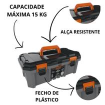 Caixa de ferramentas maleta grande reforçada cinza 18.3 tática Metasul