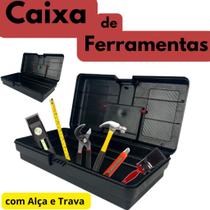 Caixa de Ferramentas Preta com Trava e Alça tamanho P Maleta Prática e Reforçada!