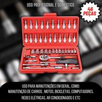 Caixa De Ferramentas Socket Kit 46 Peças Auto Bike Moto Caixa De Ferramentas Socket Kit 46 Peças Auto Bike Moto