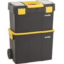 Caixa de ferramentas Vonder CRV 0300 de plástico com rodas 260mm x 460mm x 625mm preta e amarela