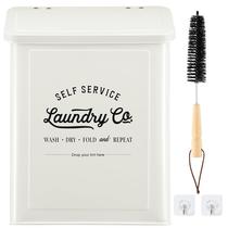 Caixa de fiapos MONJITA Magnetic com tampa para lavanderia branca