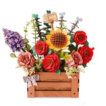 Caixa de flores de madeira Puzzle Wowood, kit de modelos artesanais DIY