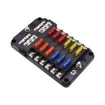 Caixa De Fusíveis 12 Vias 12-24V Para Carro, Barco E Trailer Com Tampa Plástica Para Painel De Caixa De Fusíveis 12 Vias 12-24V Para Carro, Barco E Trailer Com Tampa Plástica Para Painel De