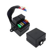 Caixa De Fusíveis Automotiva 12V 6 Vias Com 2 Relés De 4 Pinos 80A E 6 Suportes De Fusíveis Para
