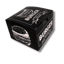 Caixa de Hambúrguer Artesanal Box Black- 8cm de altura -50un - Qcaixa Embalagens