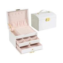 Caixa De Joias De Três Camadas Com Design Arqueado E Fechadura Para Armazenamento De Todos Os Tipos