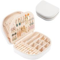 Caixa de joias de viagem ProCase em couro PU em forma de concha branca Caixa de joias de viagem ProCase em couro PU em forma de concha branca