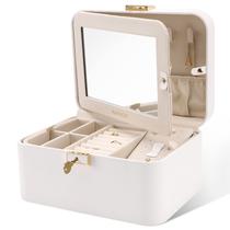 Caixa de Joias KAMIER para Viagem em Couro PU 22x16x11cm Branco Caixa de Joias KAMIER para Viagem em Couro PU 22x16x11cm Branco