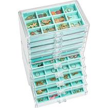 Caixa de joias ProCase, porta-brincos, organizador, 10 gavetas, Aqua Caixa de joias ProCase, porta-brincos, organizador, 10 gavetas, Aqua