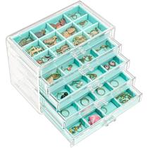 Caixa de joias ProCase, porta-brincos, organizador, 5 gavetas, Aqua Caixa de joias ProCase, porta-brincos, organizador, 5 gavetas, Aqua