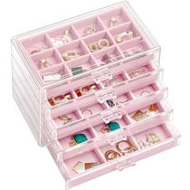 Caixa de joias ProCase, porta-brincos, organizador, 5 gavetas, rosa
