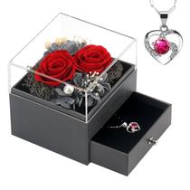 Caixa de Joias Rosa Preservada SHOKUTO - Presente de Aniversário Feminino
