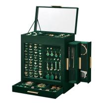 Caixa de Joias SONGMICS 5 Camadas com 3 Gavetas Laterais - Verde Floresta