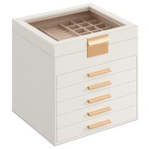 Caixa de Joias SONGMICS com 6 Camadas e 5 Gavetas - Branca Nublada