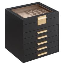 Caixa de Joias SONGMICS - Organizador de 6 Camadas com Tampa de Vidro - Grafite