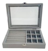 Caixa de Joias Vitrine Organizador Aneis Brinco Colar Veludo Caixa de Joias Vitrine Organizador Aneis Brinco Colar Veludo