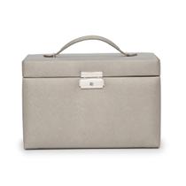 Caixa de joias Wolf Heritage Small Pewter Saffiano com estojo de viagem Caixa de joias Wolf Heritage Small Pewter Saffiano com estojo de viagem