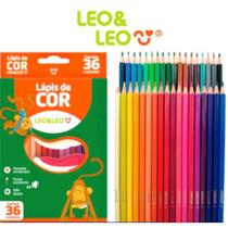 Caixa De Lápis 36 Cores Sextavado Flex LeoLeo REF 4482