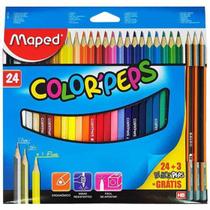 Caixa de Lápis de Cor - Color Peps 24 Cores + 3 Lápis Grafite da Maped Ref FR98370301