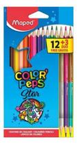 Caixa de Lápis de Cor - Color Peps Star 12 Cores + 3 Lápis Duo da Maped Ref FR83227102