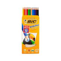 Caixa de Lápis de Cor Sextavado Evolution BIC 12 Cores Vivas Ponta Resistente Fácil de Apontar